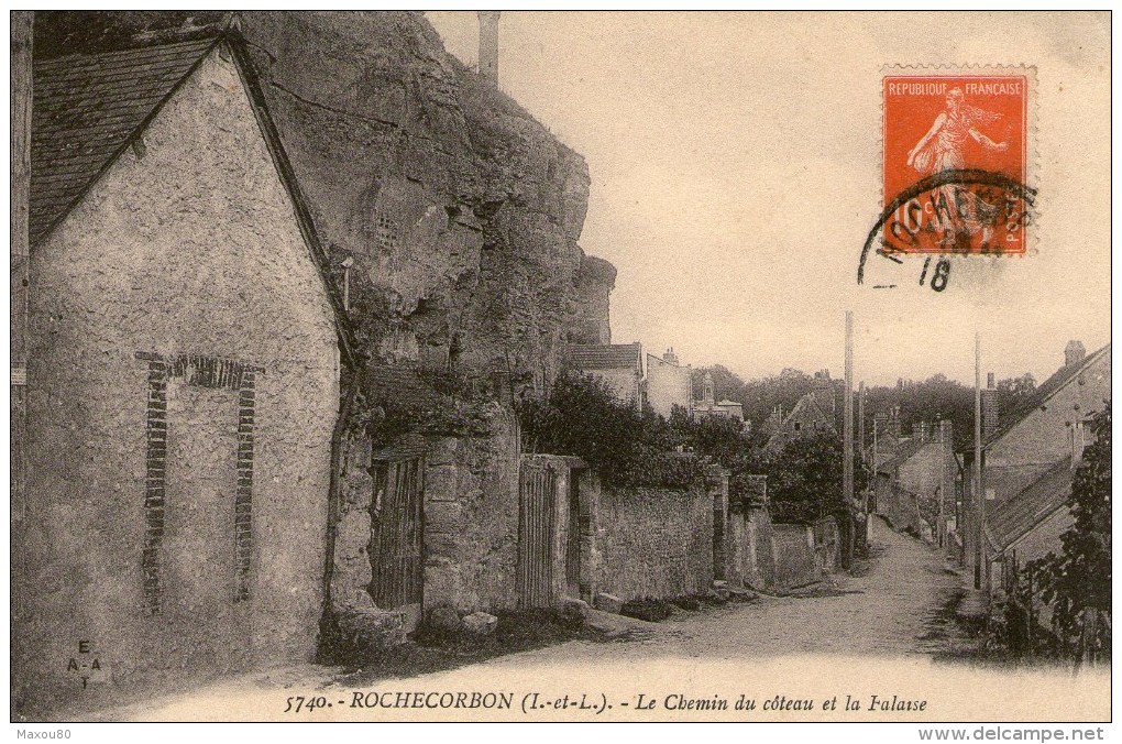 ROCHECORBON - Le Chemin Du Côteau Et La Falaise   - 1915 - - Rochecorbon