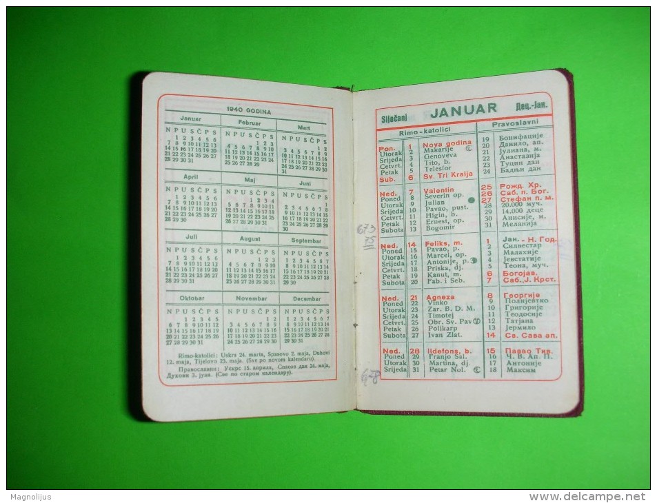 R!,calendar,note Book,Novi Sad,Misic Brothers,traffic Signs,post Prices,religion Dates,measure Tables,handy Info,Serbia - Petit Format : 1921-40