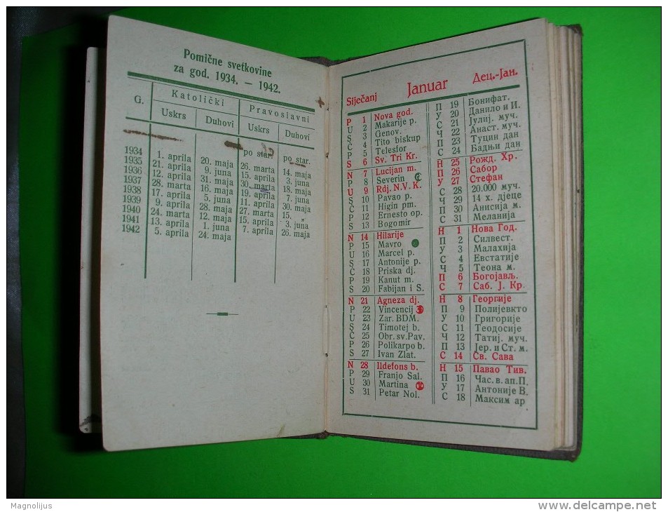 R!,calendar,note Book,first Aid Instruction,postal Prices,religion Dates,measure Tables,handy Info,Yugoslavia Kingdom - Petit Format : 1921-40