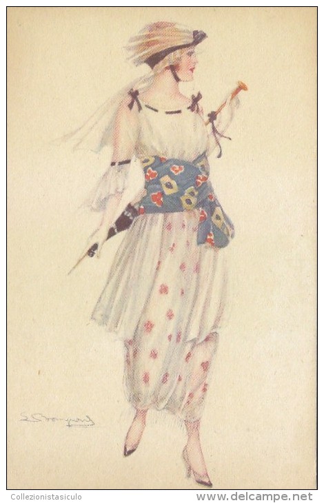 $3- 3028- Illustratore Bompard - Ragazza Liberty - F.p. Non Viaggiata - Bompard, S.