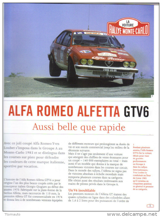 Fascicule - Rallye Monte Carlo  -  No 29 -  Alfa Romeo Alfetta GTV6  -  Pilote  Yves Loubet - Auto/Moto