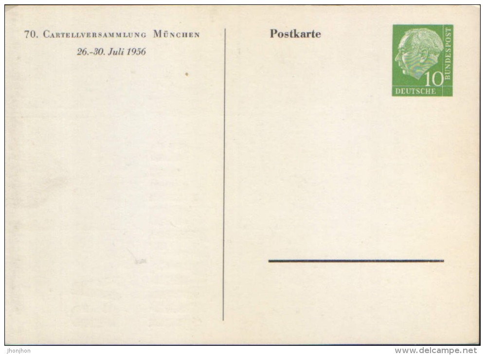 Germany/Federal Republic -  Postal Stationery Private Postcard Unused - Cartellversammlung München 1956 -  2/scans - Cartes Postales Privées - Neuves