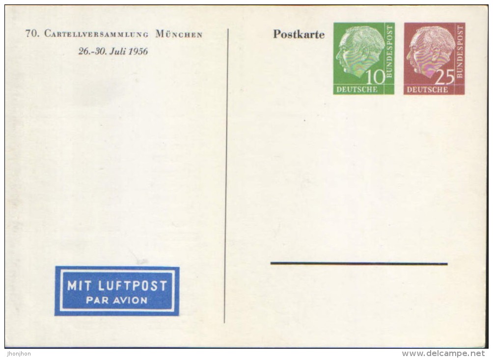 Germany/Federal Republic - Postal Stationery Private Postcard Unused - Cartellversammlung München 1956 -  2/scans - Postales Privados - Nuevos