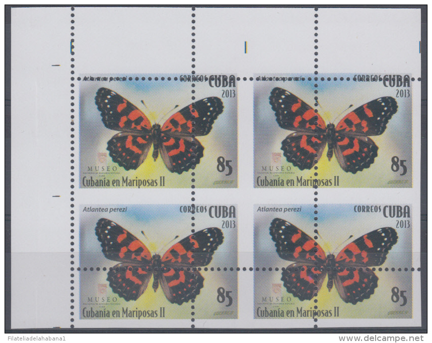 2013.188 CUBA 2013 MNH PERFORATION ERROR. MARIPOSAS, BUTTERFLIES. BLOCK 4. - Non Dentelés, épreuves & Variétés