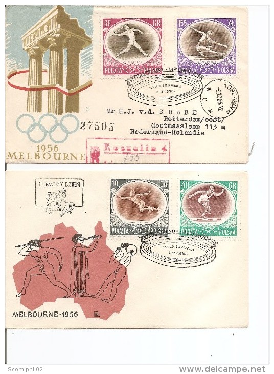 JO De Melbourne -1956 ( 4 FDC De Pologne à Voir) - Ete 1956: Melbourne