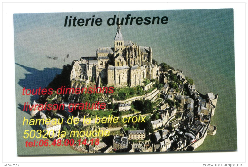 Belle Carte De Visite "Literie Dufresne à La Mouche" Manche - Mont Saint Michel - Cartes De Visite