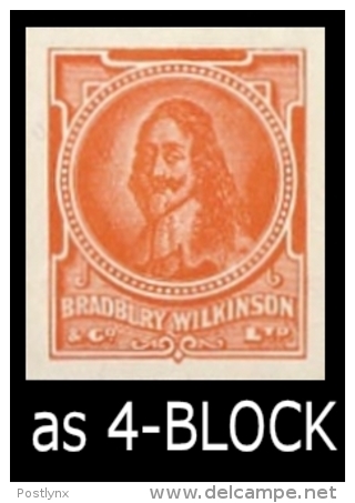GREAT BRITAIN King Charles Orange ESSAY 4-BLOCK Ungum. - Ensayos, Pruebas & Reimpresiones