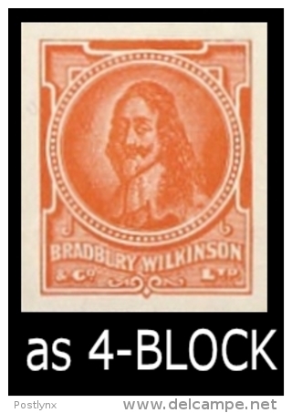 GREAT BRITAIN King Charles Orange ESSAY 4-BLOCK Ungum. - Probe- Und Nachdrucke