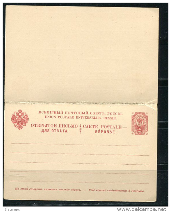 Finland 1891 Russia Government Unused Postal Stationary Open Letter With Return Card 4 Kop - Covers & Documents