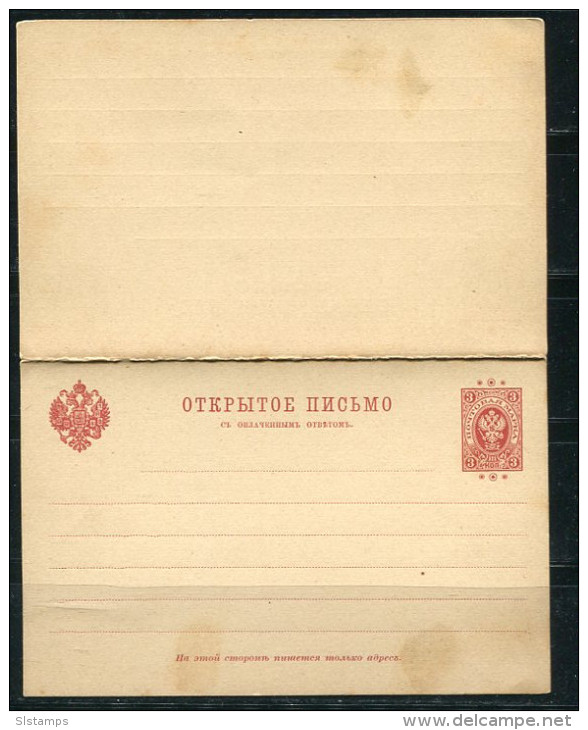 Finland 1891 Russia Government Unused Postal Stationary Open Letter With Return Card 3 Kop - Storia Postale