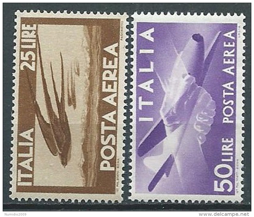 1947-55 ITALIA POSTA AEREA DEMOCRATICA 2 VALORI MNH ** - JU042-9 - Poste Aérienne