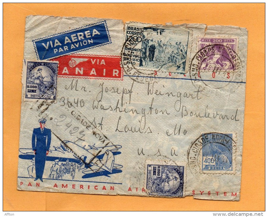 Brazil 1941 Air Mail Cover Mailed To USA - Poste Aérienne