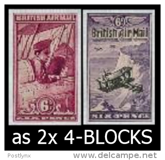 GREAT BRITAIN Air Mail Aeroplane ESSAY 4-BLOCKS:2 (4 Stamps)   [essai,Probedruck,ensayo, Saggio,proef] - Essais & Réimpressions