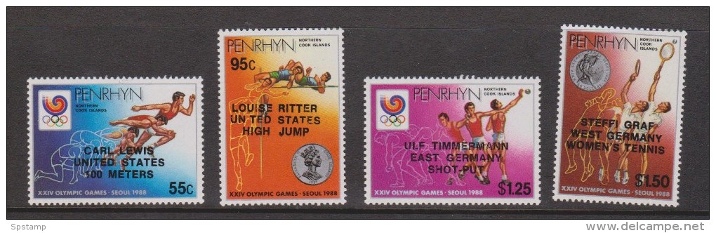 Penrhyn Island 1988 Seoul Olympic Games Set 4, The Overprint Set 4 & The Overprinted Miniature Sheet MNH - Penrhyn