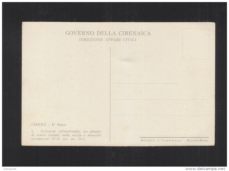 Cartolina Governo Della Cirenaica Cirene Necropoli - Historia