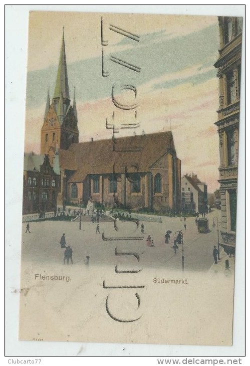 Flensbourg Ou Flensburg (Allemagne, Schleswig-Holstein): Blick Von Der Kirche Auf Die Südermarkt Im 1905 (lebendig) PF. - Flensburg