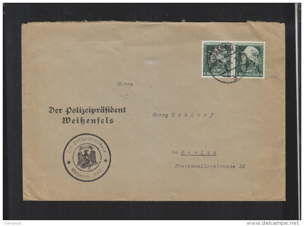 Polizeipräsident Weißenfels Brief Lochungen - Storia Postale