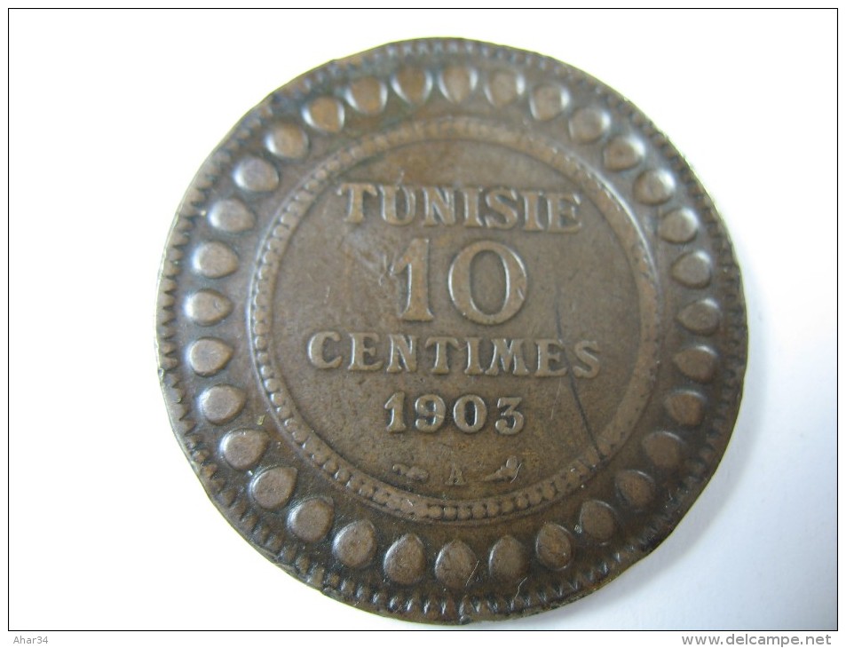 TUNISIA TUNISIE 10 CENTIMES 1903 COPPER OR BRONZE COIN NICE GRADE SEE PICTURES  LOT 16 NUM  10 - 1948-1963: Franklin