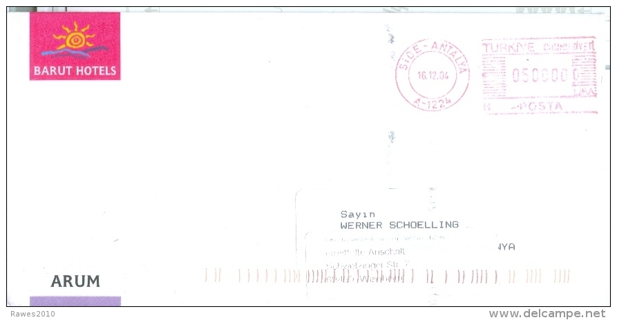Türkei Side - Antalya AFS 2004 Barut Hotels Hotel Arum Brief Nach Deutschland - Hotels, Restaurants & Cafés