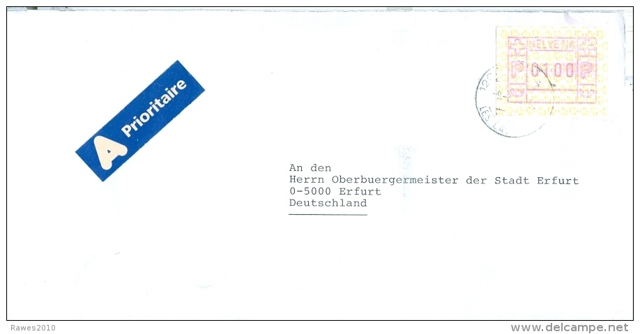 Schweiz 1993 1 Sfr. Automatenmarke Brief Nach Deutschland - Automatic Stamps