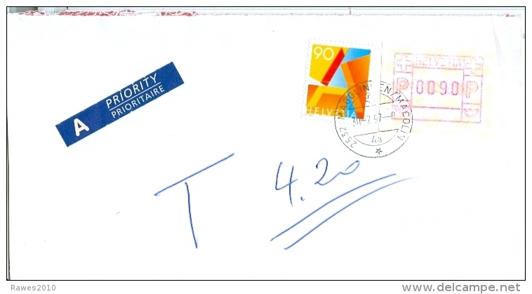 Schweiz Maccolin TGST 1997 0,90 Sfr. Automatenmarke + 0,90 Sfr. A Briefstück Mit Nachporto 4,20 DM - Sellos De Distribuidores