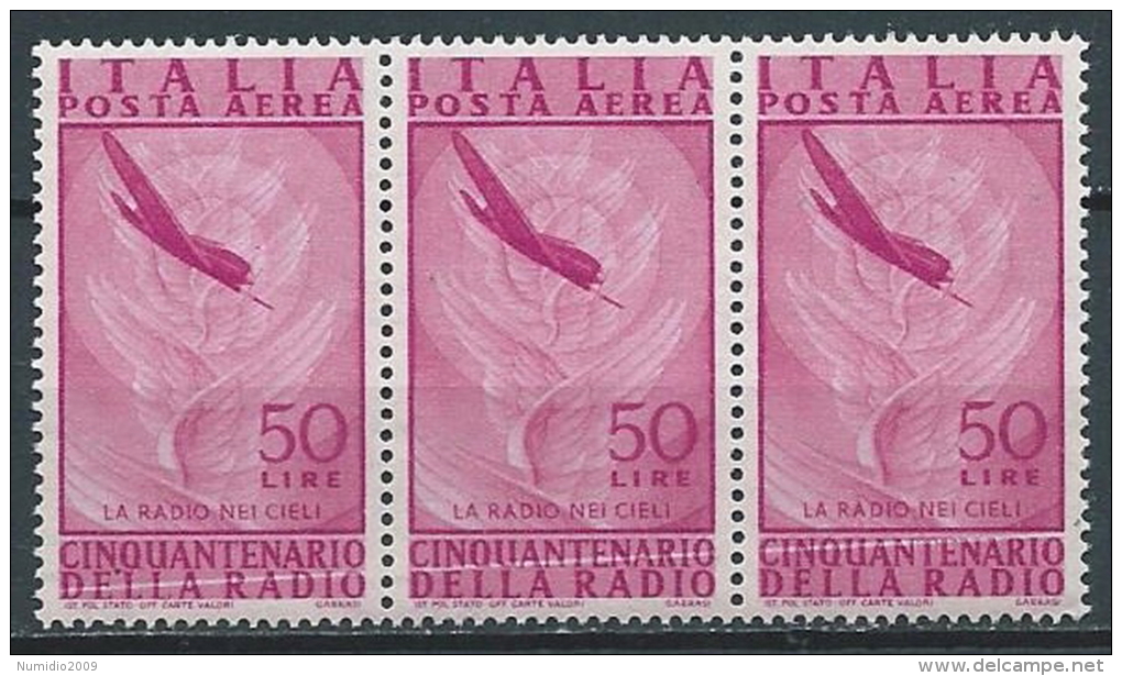 1947 ITALIA POSTA AEREA RADIO 50 LIRE VARIETà MNH ** - JU047 - Varietà E Curiosità