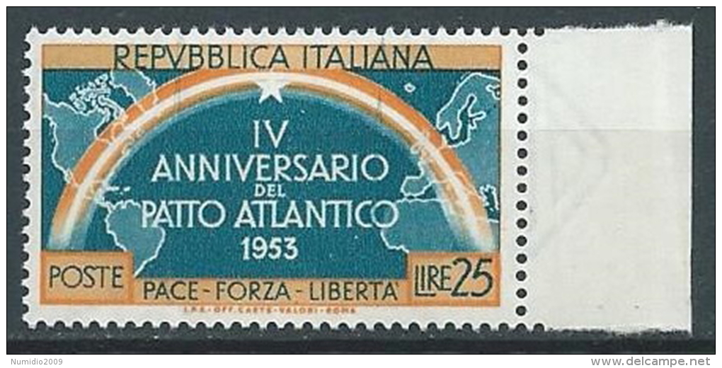 1953 ITALIA PATTO ATLANTICO 25 LIRE VARIETà MNH ** - JU047 - Varietà E Curiosità