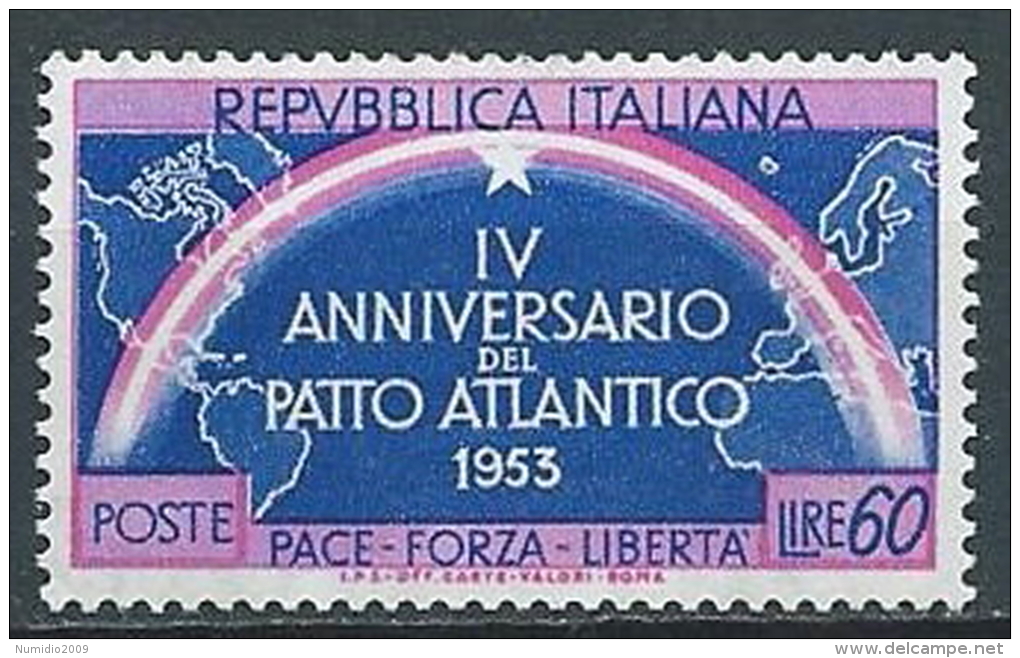 1953 ITALIA PATTO ATLANTICO 60 LIRE VARIETà MNH ** - JU046 - Varietà E Curiosità