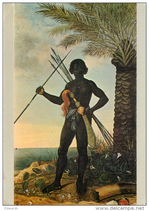 Fetu State Warrior, Painting By A Eckhout, Ghana Postcard Used Posted To UK 1982 Gb Stamp - Ghana - Gold Coast