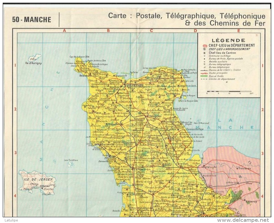 Carte Depliante  Provenant D'un Calendrier  De La Manche Avec Plan De Cherbourg Et Avranches 50 - Tamaño Grande : 1971-80