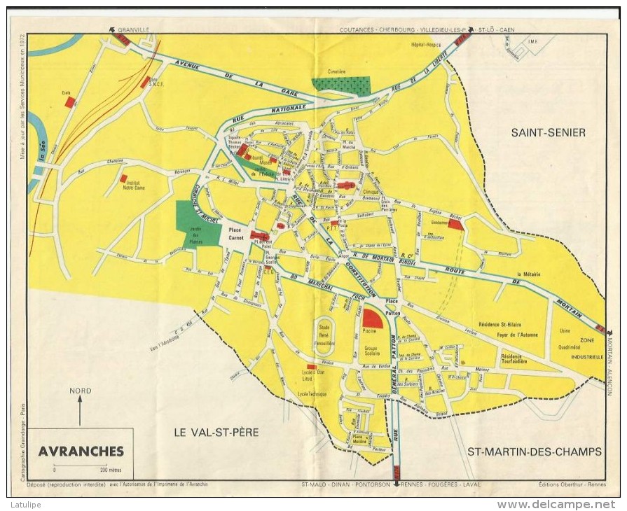 Carte Depliante  Provenant D'un Calendrier  De La Manche Avec Plan De Cherbourg Et Avranches 50 - Tamaño Grande : 1971-80