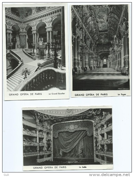 PHOTO Lot De 3 Photos GRAND OPERA De PARIS  Photos Chevojon (le Foyer / La Salle / Le Grand Escalier) Année 1946 - Autres & Non Classés