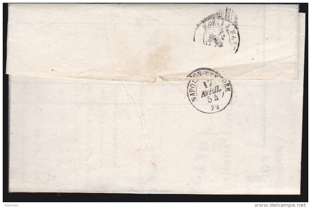 France - Lettre Sans Timbre Obl 1854 - Cachets: Lettres En Port Du Au Départ / Napoléon Vendée - 1849-1876: Période Classique