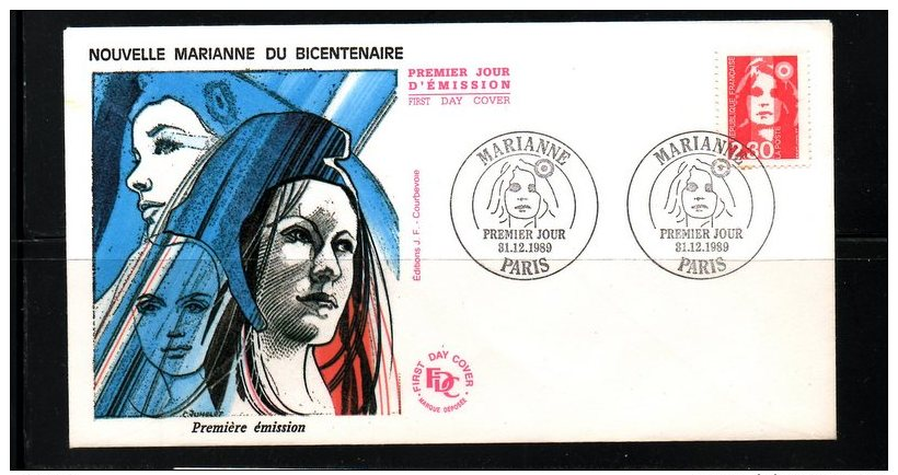 FRANCE  F.D.C.  Marianne Du Bicentenaire  1989   N° 2614  Du  31/12/1989 - 1980-1989