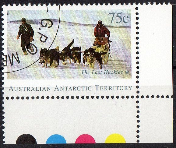 Australian Antarctic 1994 75c Huskies - Dogs Pulling Sledge CTO With Gutter - Gebraucht