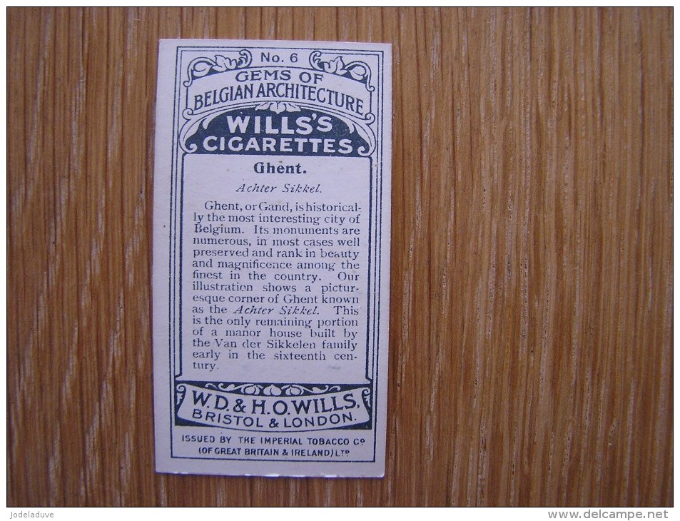 Gand Ghent Gent Belgique Gems Of Belgian Architecture Wills ´ S Cigarette Vignette Trading Card Chromo - Wills