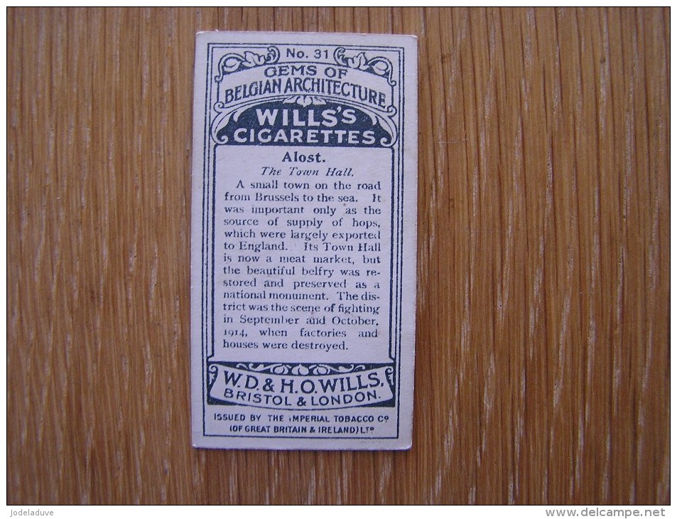 Alost Aalst    Belgique Gems Of Belgian Architecture Wills ´ S Cigarette Vignette Trading Card Chromo - Wills