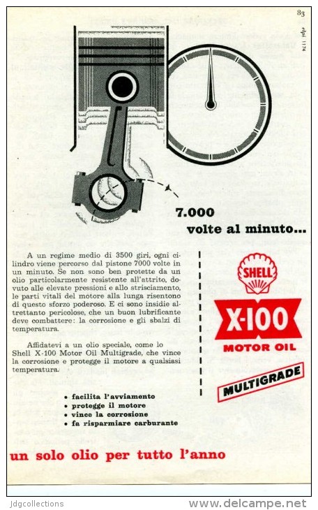 # ROYAL DUTCH SHELL OIL 1950s Car Italy Advert Pub Pubblicità Reklame Huile Olio Aceite Ol - Andere & Zonder Classificatie