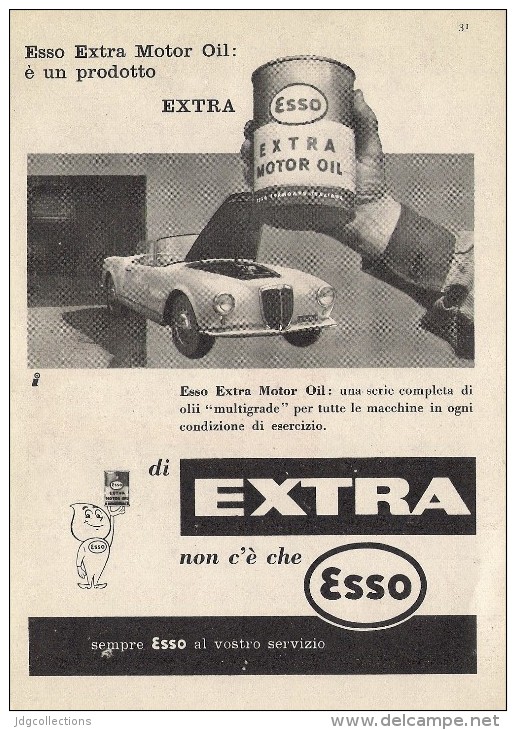 # EXXON MOBIL ESSO OIL 1950s Car Italy Advert Pub Pubblicità Reklame Huile Olio Aceite Ol Lancia Aurelia B24 Spider - Other & Unclassified