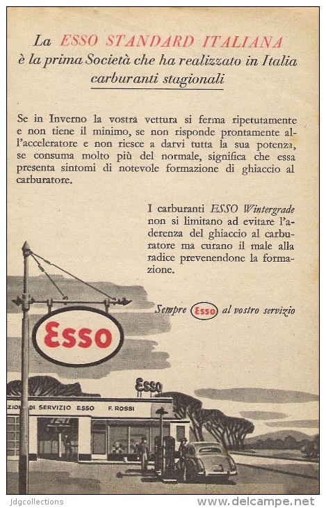 # EXXON MOBIL ESSO FUEL 1950s Car Petrol Italy Advert Pub Reklame Essence Benzina Benzin Gasoline - Autres & Non Classés