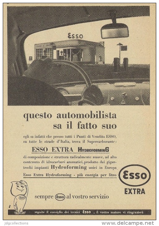 # EXXON MOBIL ESSO FUEL 1950s Car Petrol Italy Advert Pub Reklame Essence Benzina Benzin Gasoline - Autres & Non Classés