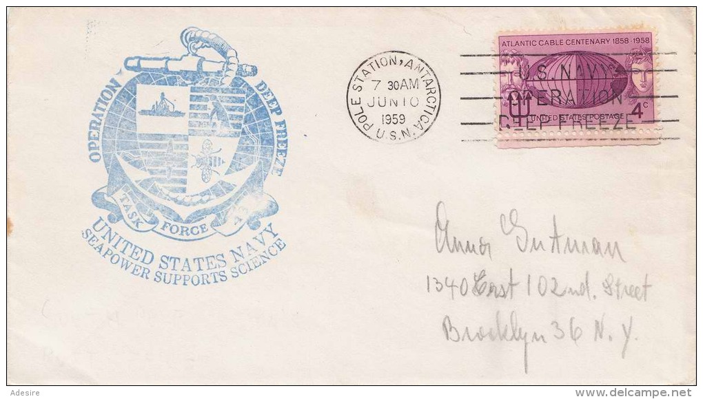 ANTARCTICA 1959 - Operation Deep Freeze Task Force 43, United States Navy Seapower Supports Science, Stempel U.S.N. Pole - Sonstige & Ohne Zuordnung