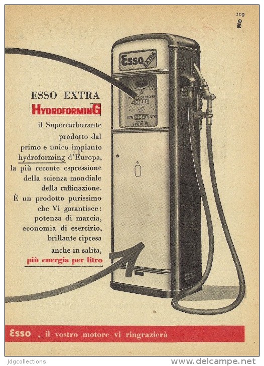 # EXXON MOBIL ESSO FUEL 1950s Car Petrol Italy Advert Pub Reklame Essence Benzina Benzin Gasoline - Andere & Zonder Classificatie