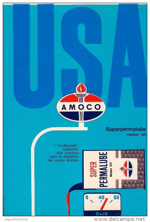 # AMOCO FUEL MOTOR OIL 1950s Car Petrol Italy Advert Pub Reklame Essence Benzina Benzin Gasoline Olio Huile Aceite Ol - Autres & Non Classés