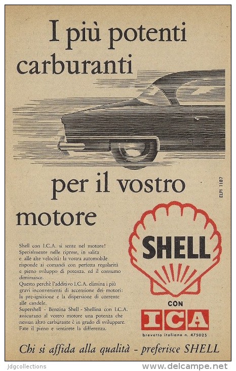 # ROYAL DUTCH SHELL FUEL 1950s Car Petrol Italy Advert Pub Pubblicità Reklame Essence Benzina Benzin Gasoline - Andere & Zonder Classificatie