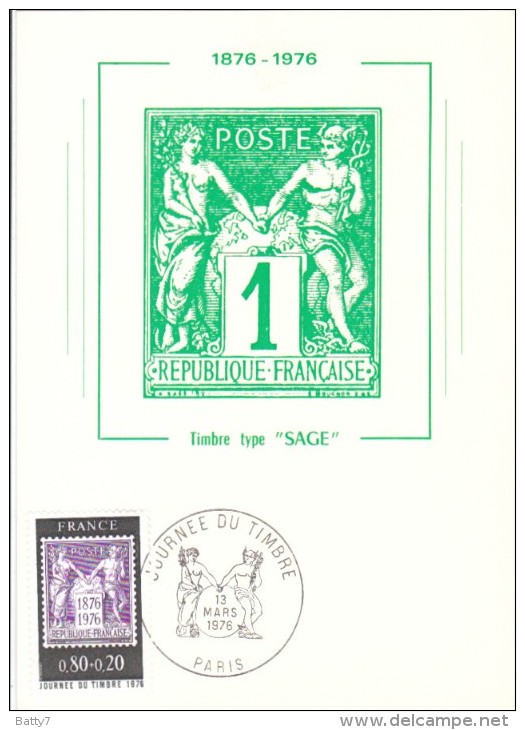 FRANCIA FRANCE 1976 JOURNEE DU TIMBRE TYPE SAGE - 1970-1979