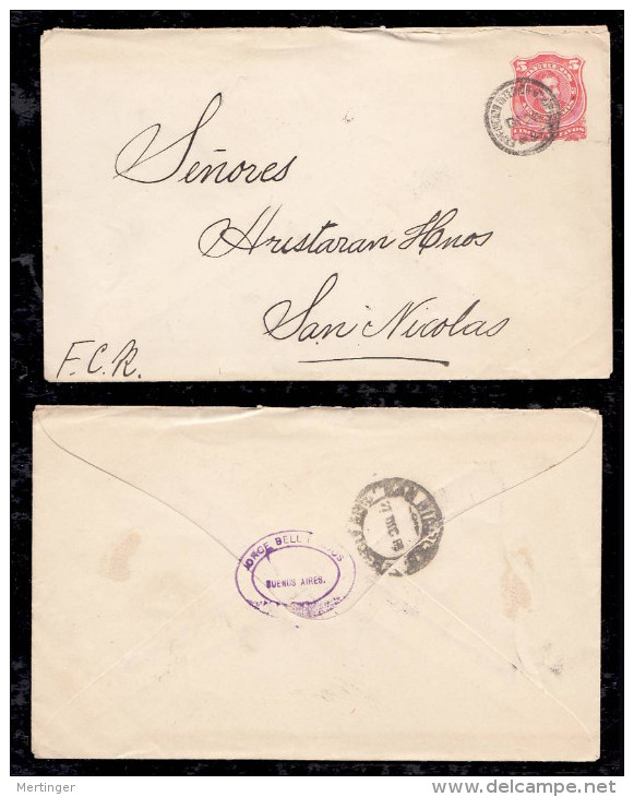 Argentina 1889 Stationery Envelope To SAN NICOLAS Nikolaus - Covers & Documents