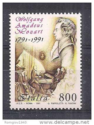 ITALIA 1991 A.MOZART SASS. 1974 MNH XF - 1991-00:  Nuovi