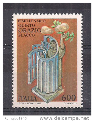 ITALIA 1993 QUINTO ORAZIO FLACCO SASS. 2057 MNH XF - 1991-00: Ungebraucht