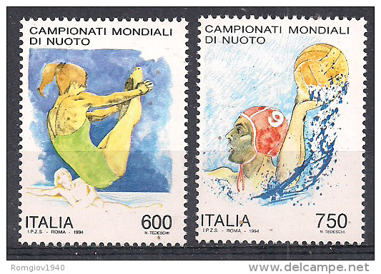 ITALIA 1994  NUOTO SASS. 2108-2109 MNH XF - 1991-00: Mint/hinged